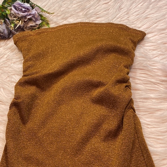 DISSH Nico Bronze Metallic Strapless Midi Dress sz L - Picture 5 of 13